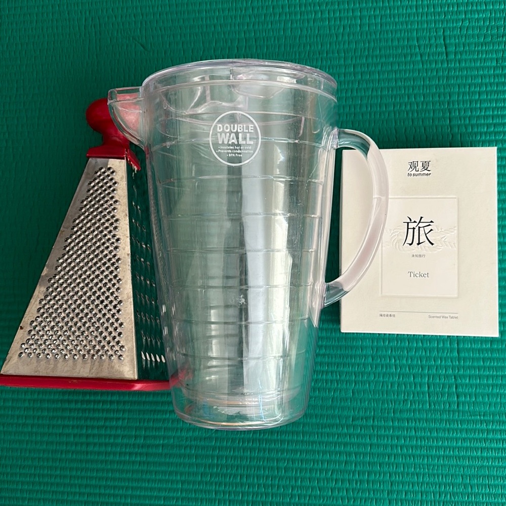 Water pitcher, grater, and home scent combo